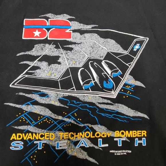 B2 Advanced Technology Bomber Stealth Black XL Cotton Shirt American Eagle 1988 - Picture 3 of 16